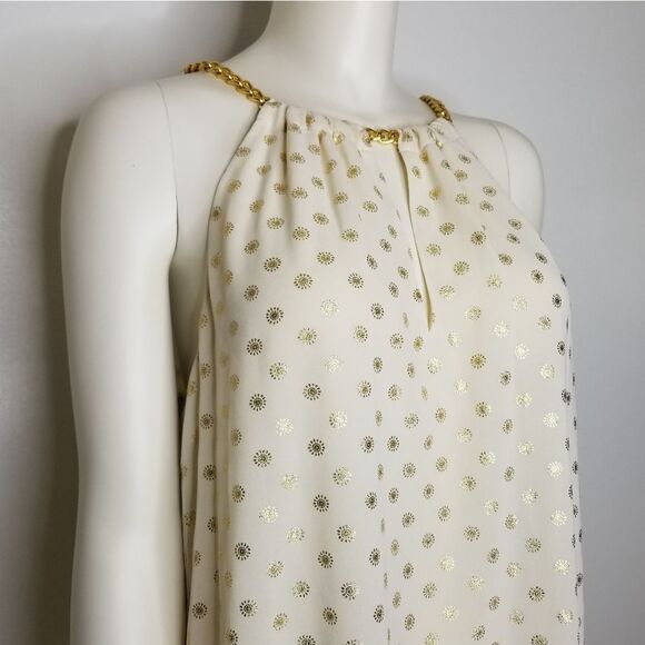 Michael Kors Metallic Gold Sleeveless Chain Top Medium - Picture 2 of 15